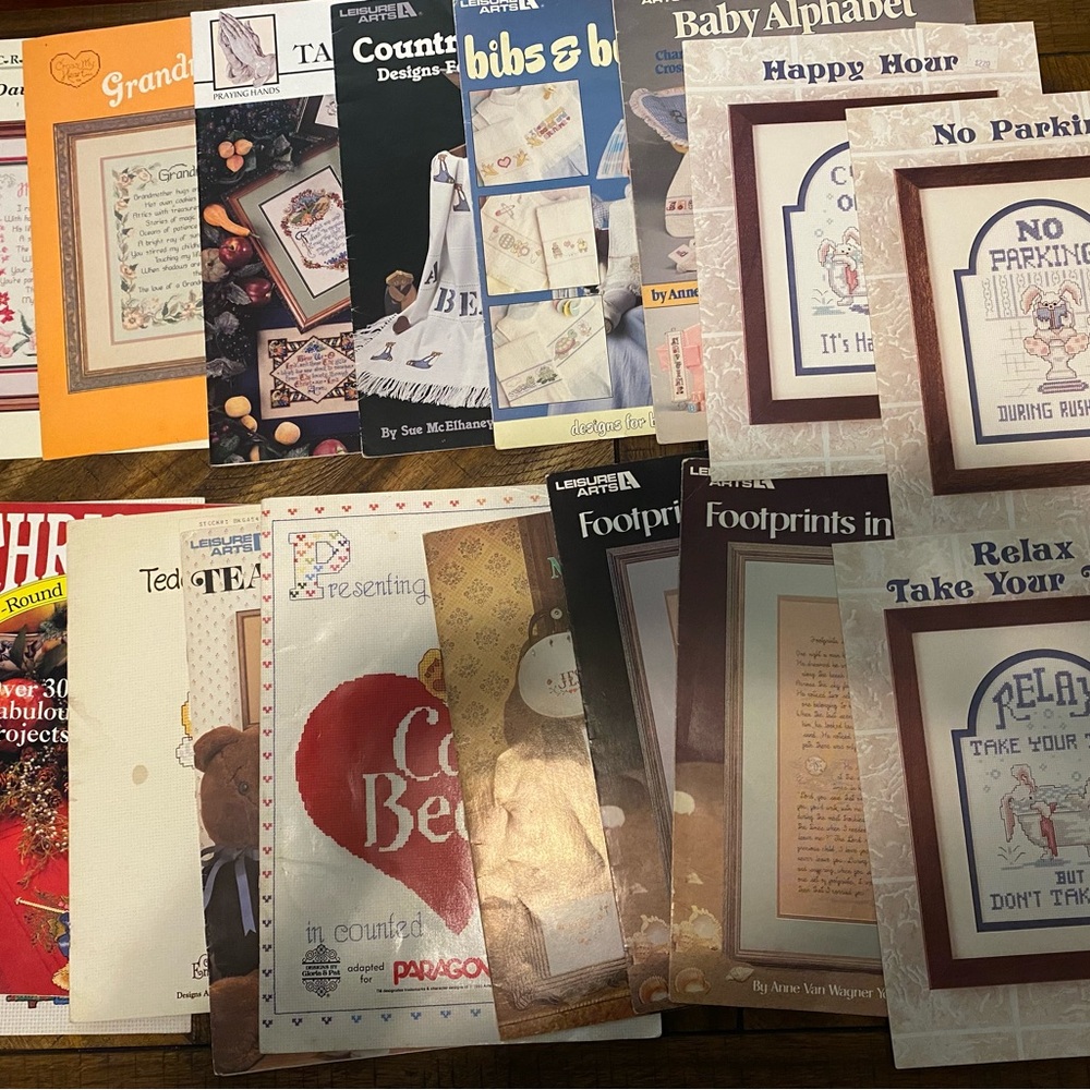 17 piece bundle of cross stitch and needle point patterns